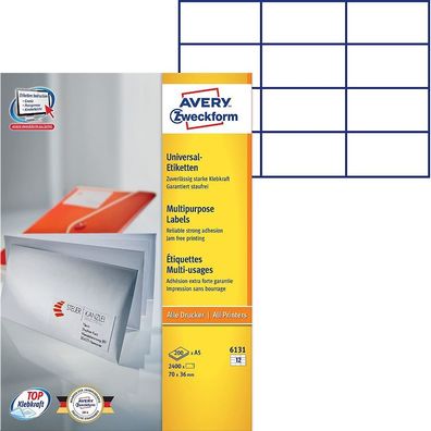 Universal-Etiketten A5 Blattformat 70x36mm 200 Stück