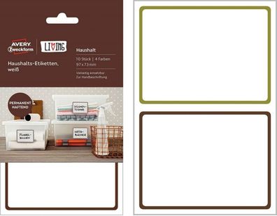 LIVING Haushalts-Etiketten 97x73mm Weiß