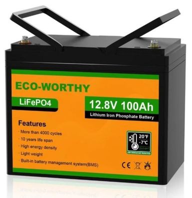 Eco Worthy 12V 100Ah LiFePO4 - Akku für Wohnmobile, Boote und Solaranlagen