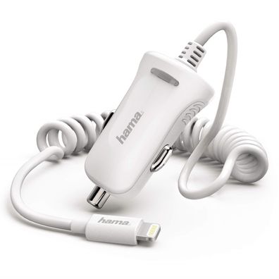 KFZ-Ladegerät Spiral-Kabel Lightning 1A Weiß