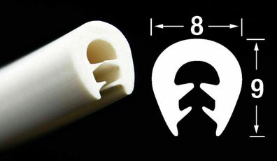 KS-TPE0-2,5W Kantenschutzprofil weiß TPE Klemmbereich 0,5-2,5 mm Maße 8x9 mm