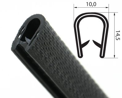 KS1-4S-NIRO Kantenschutzprofil Schwarz nicht rostend 1-4 mm Maße 14,5x10 mm