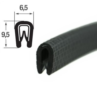 KS1-2S-M Kantenschutzprofil schwarz matt Klemmbereich 1-2 mm Maße 9,5x6,5 mm