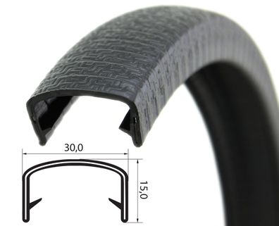 KS20-23S Kantenschutzprofil Schwarz Klemmbereich 20-23 mm Maße 30x15 mm