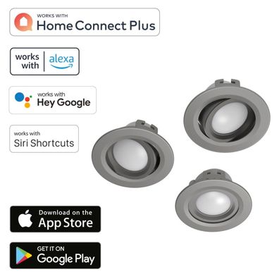 3x WiFi LED Einbaustrahler 5W/32W Satin Nickel