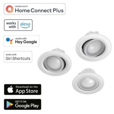 3x WiFi LED Einbaustrahler 5W/32W Weiß