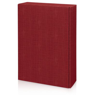 1000 x Präsentkarton für 3 Flaschen 360x250x90 mm strukturgeprägt Rot Bordeaux