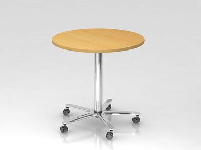 Beistelltisch Säulenhubtisch Besprechungstisch chrom 80 cm Durchmesser