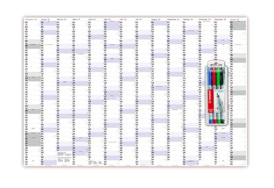 XXXL Wandkalender Special A0 2027 nass abwischbar inkl. Stifteset (120 x 80cm)