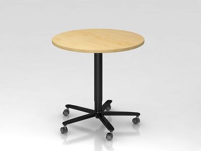 Beistelltisch Säulenhubtisch Besprechungstisch schwarz 80 cm Durchmesser