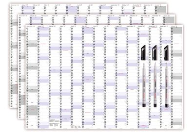 3x XXXL Wandkalender Special A0 2027 nass abwischbar + 3 Folienstifte (120 x 80cm)