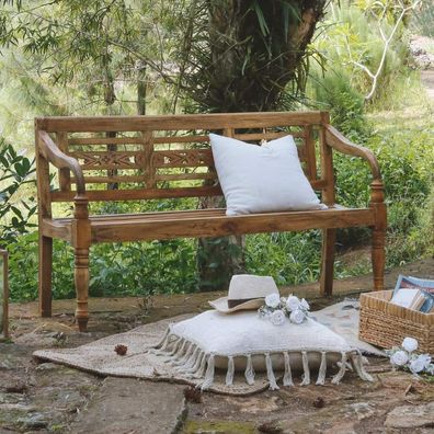 Massive Teakholz Sitzbank Christos 150cm natur Outdoor Gartenbank Holzbank