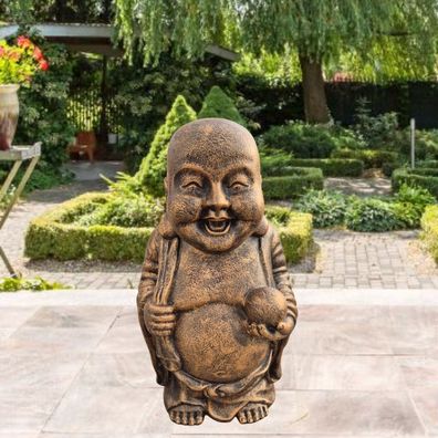 Dekorative Figur LUCKY BUDDHA 70cm antik-gold Gartenfigur Outdoor Indoor