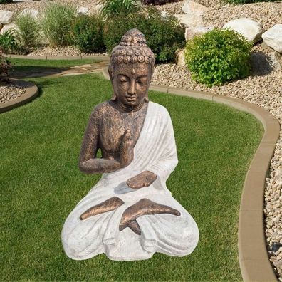 Dekorative Figur BUDDHA Protect 80cm weiss-gold Garten Indoor Outdoor