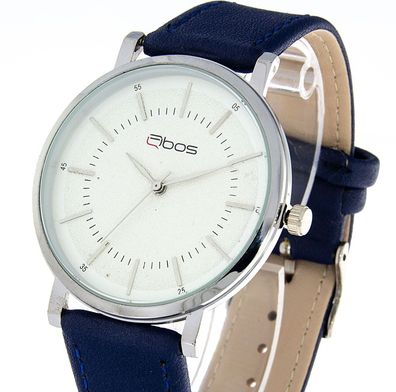Qbos Herrenuhr silber blau