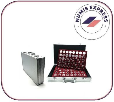 Aluminium Alu Münzkoffer wahlweise mit Münztableaus und Münzkapseln 26mm