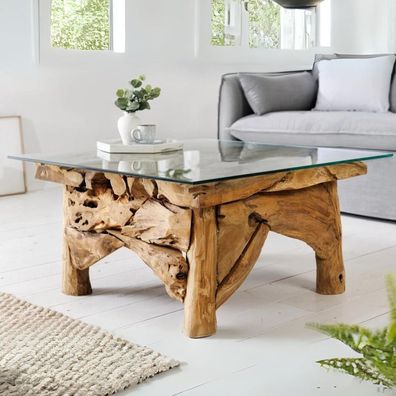 Handgefertigter Teak Couchtisch Seaside 80x80cm Unikat Wohnzimmertisch