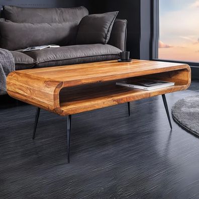 Puristischer Couchtisch ALINO 90cm massiv Sheesham natural Palisander TV-Board