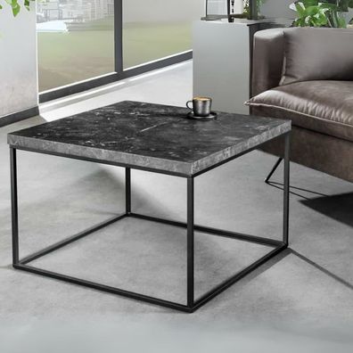 Design Couchtisch STRIVE 60cm Marmor-Look Wohnzimmertisch schwarz Metallgestell