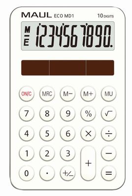 Maul 72750 02 Taschenrechner Solar ECO MD 1 - 10-stellig, weiß