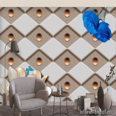 Vlies Fototapete Wandtapete Wandbilder 3D Effekt Blue Rose Art Tile 2744
