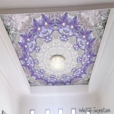Vlies Fototapeten Dachtapeten Dachbilder Decke 3D Lila Blume Perle Spitze 2757