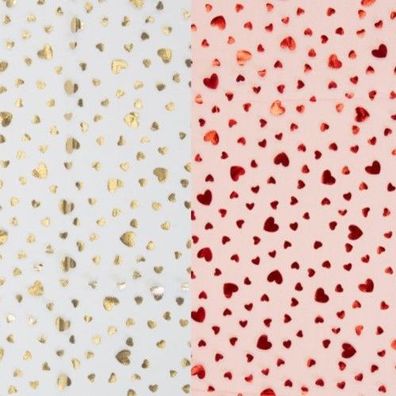 zarter Tüll rot und weiß mit Herzen Folie 100 x 145 cm Tütü Tüllrock ?