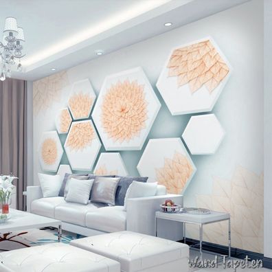 Vlies Fototapete Wandtapete Wandbilder 3D Effekt Blätter und Blumen 2765