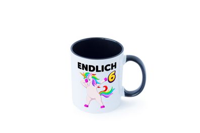 6. Geburtstag | endlich 6 | 6 Jahre | Einhorn | Mädchen Tasse - Geschenk