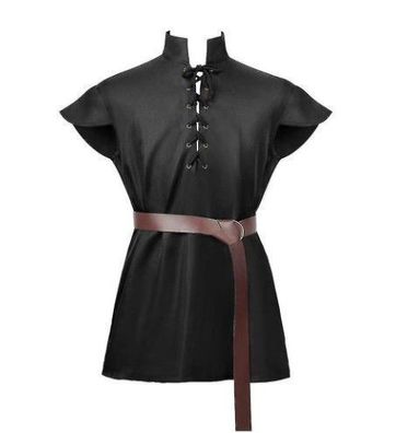 Halloween Unisex Retro Mittelalterliche Schnürung Ritter Hemd Kurzarm Gürtel Tunika T