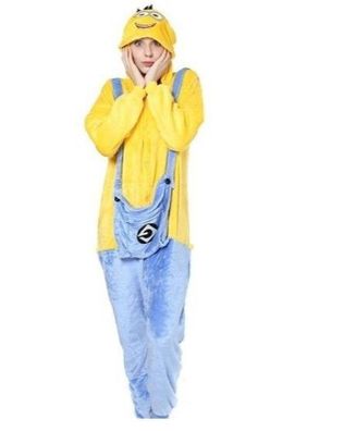 Herren Damen Minions Onesie Hooded Pyjama Winter Despicable Me Cosplay