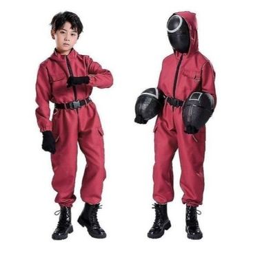 Scheunen Tintenfisch spielen Kostym Cosplay Overall + Maske v