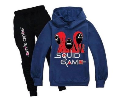 Tintenfisch Spiel Kinder Sport Trainingsanzug-Set Kapuzenpullover Hose Outfit