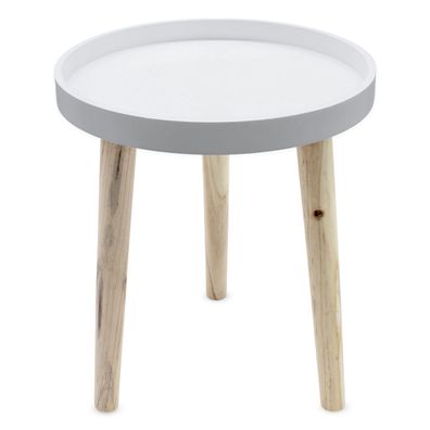 Deko Holz Tisch weiß - 36x30 cm - kleiner Beistelltisch Couchtisch Sofatisch