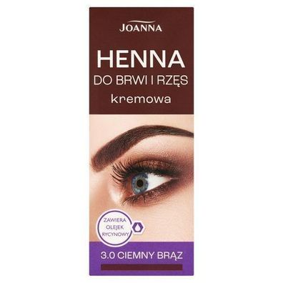 Joanna Augenbrauen & Wimpern Creme Henna 3.0 Dunkelbraun, 15ml
