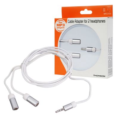 Y Klinken-Adapter für 2x Kopfhörer 1,8m Weiß