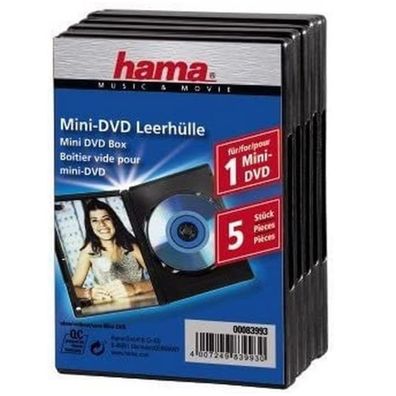 Mini-DVD/CD Leerhülle Schwarz 5er Pack