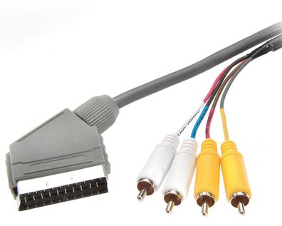 Adapter-Kabel Scart-Stecker auf 4x Cinch-Stecker (IN + OUT)
