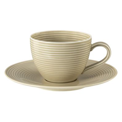 2 x Kaffeetasse 2-tlg. mit Relief - Seltmann Weiden Beat Sandbeige