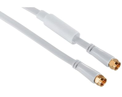 SAT-Anschlusskabel Flach F-Stecker 10m 95dB vergoldet Weiß