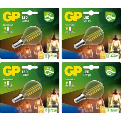 4x Vintage LED Filament E14 G45 Mini Birne 4W/40W