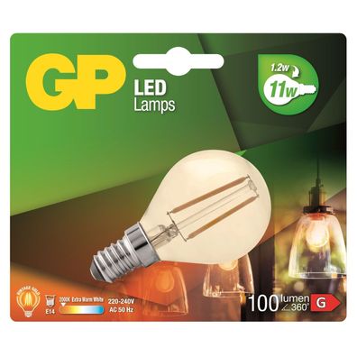 Vintage Gold LED Filament E14 A45 Mini Birne 1,2W/11W