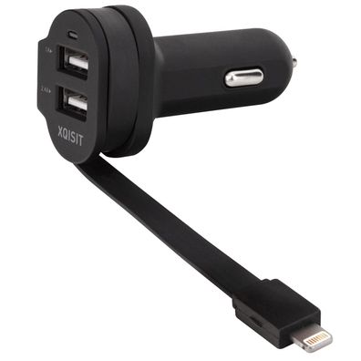 Car Charger 6A Dual USB-A + Lightning-Stecker