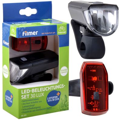 Fahrrad Set LED Frontlicht + Rücklicht 30 Lux