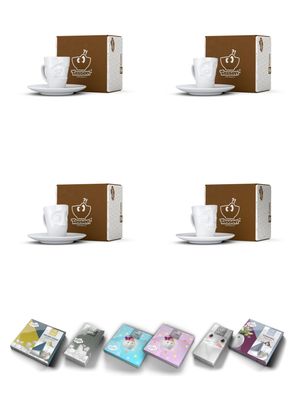 Fiftyeight Espressotassen Set 4-tlg. + Servietten Nr 007 weiß Mokkatassen