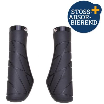 Set Fahrradgriffe Ergo-Grip Antirutsch 135mm Schwarz