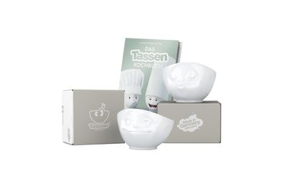 Fiftyeight Schalen-Set 2-tlg. 500 ml + Kochbuch | Nr. 007 | Müslischalen weiß | Mot