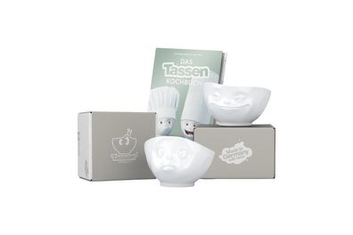 Fiftyeight Schalen-Set 2-tlg. 500 ml + Kochbuch | Nr. 001 | Müslischalen weiß | Mot