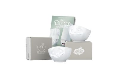 Fiftyeight Schalen-Set 2-tlg. 500 ml + Kochbuch | Nr. 009 | Müslischalen weiß | Mot