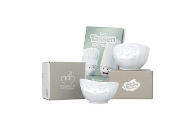 Fiftyeight Schalen-Set 2-tlg. 500 ml + Kochbuch | Nr. 002 | Müslischalen weiß | Mot